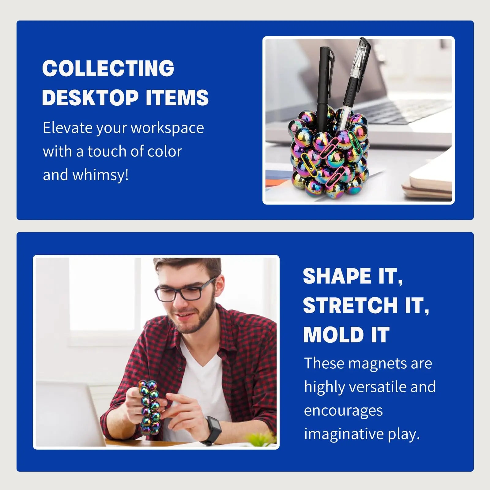 TheMoodease | Magnetic Sensory Fidget Balls, hight versatile, not only encourages imaginative play, but also elevate your workspace with a touch of color and whimsy.