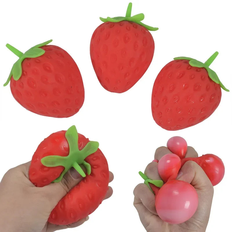 TheMoodease | Strawberry Squishy Stress Ball – Calming Sensory Toy for Relaxation & Anxiety Relief 1 Piece