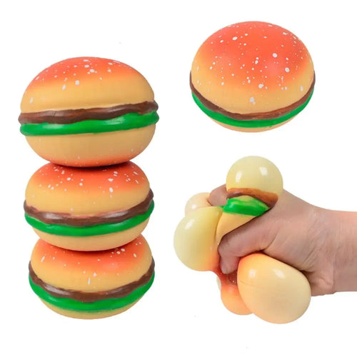 TheMoodease | Hamburger Squishy Stress Ball – Fun Sensory Fidget Toy for Relaxation & Anxiety Relief 1piece