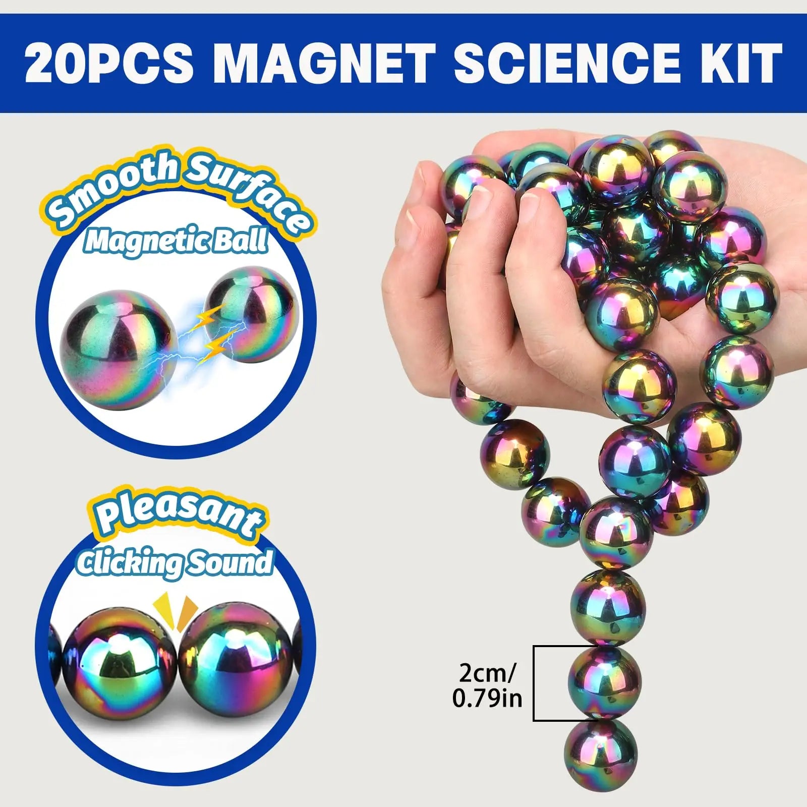 TheMoodease | Magnetic Sensory Fidget Balls – Desk Toys for Focus, Relaxation & Stress Relief 20pcs