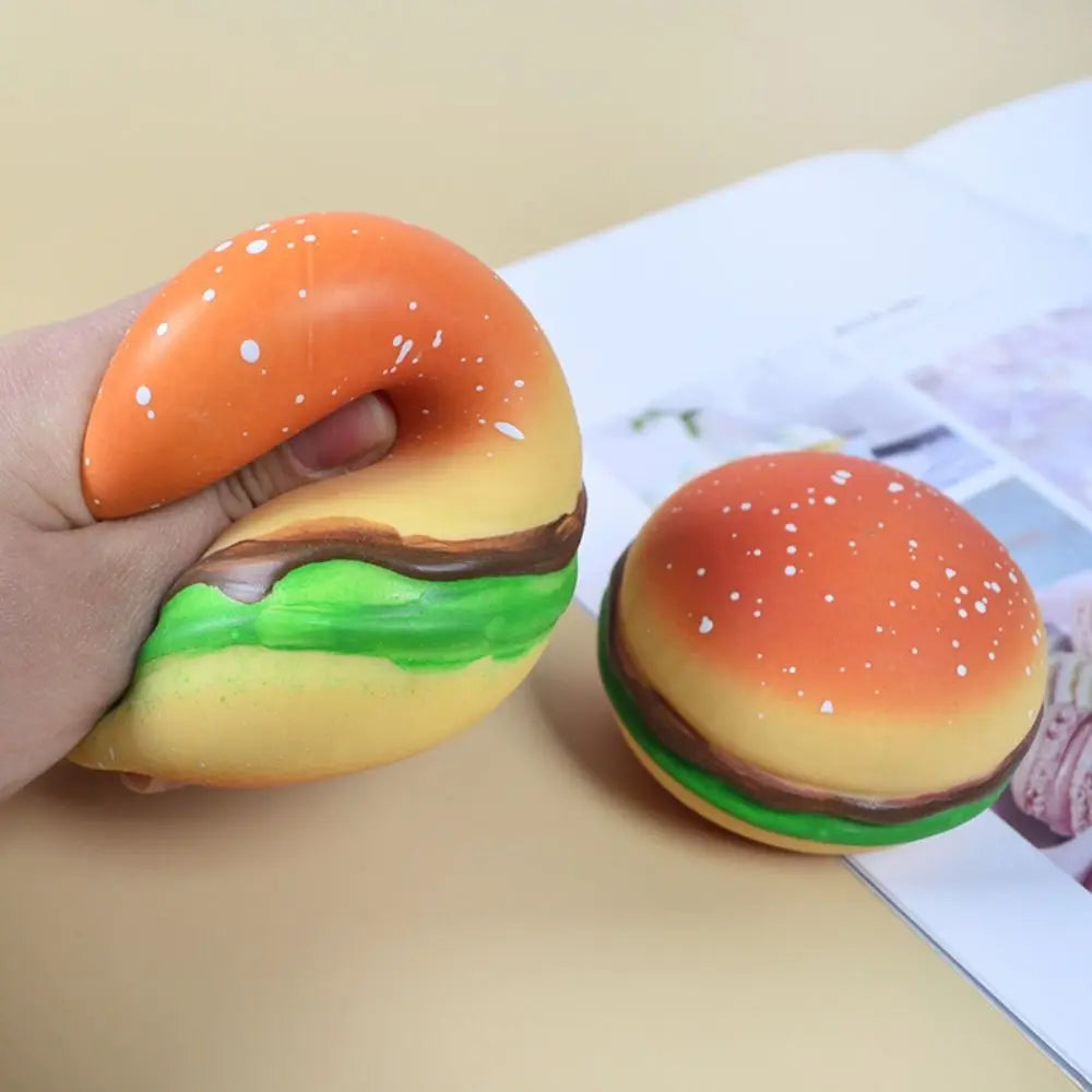 TheMoodease | Hamburger Squishy Stress Ball – Fun Sensory Fidget Toy for Relaxation & Anxiety Relief 1piece