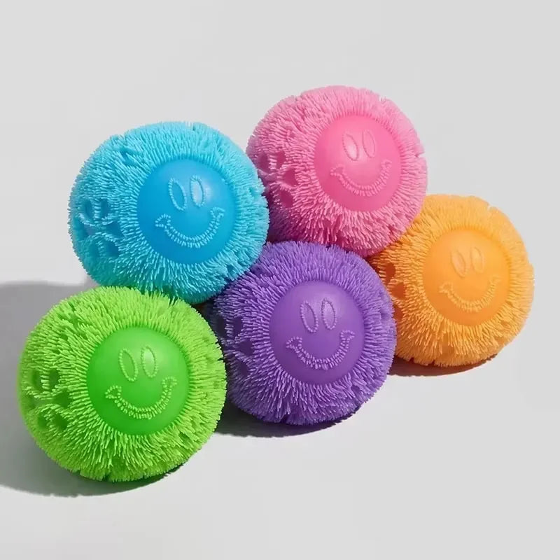 TheMoodease | Colorful Smiley Face Fuzzy Stress Balls – Soft Plush Fidget Toys for Stress Relief & Anxiety Relief
