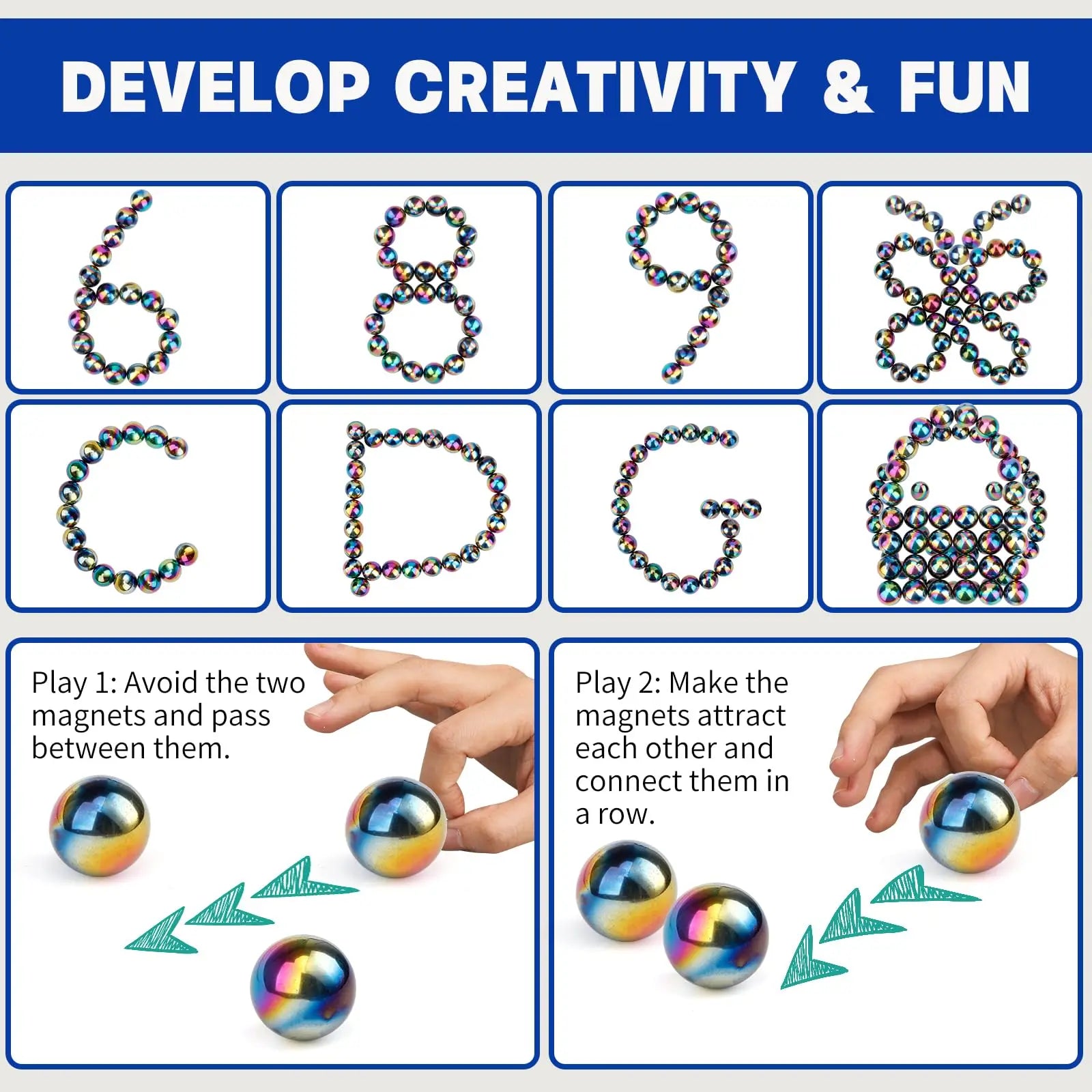 TheMoodease | Magnetic Sensory Fidget Balls – Desk Toys for Focus, Relaxation & Stress Relief 20pcs