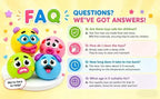 FAQ for the Fun emoji squeeze ball, Compact, portable fidget ball for relieving tension
