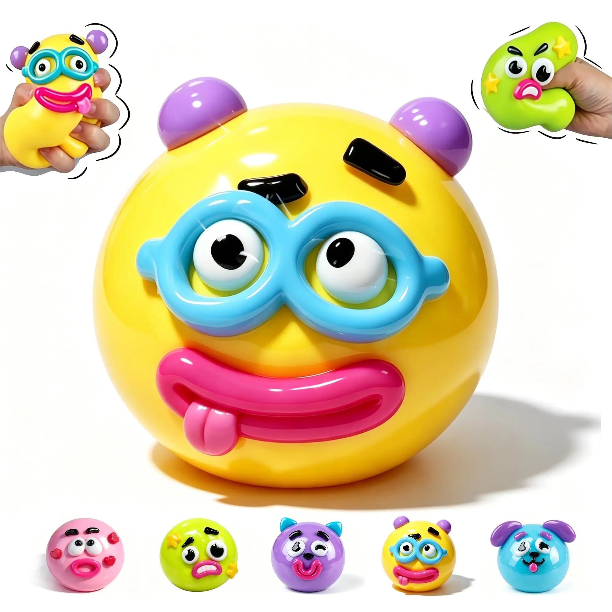 Yellow emoji stress ball for stress relief