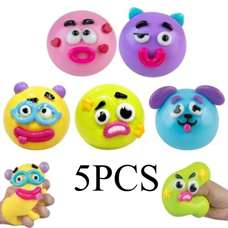 Emoji stress ball with funny expression, handheld toy for stress relief
