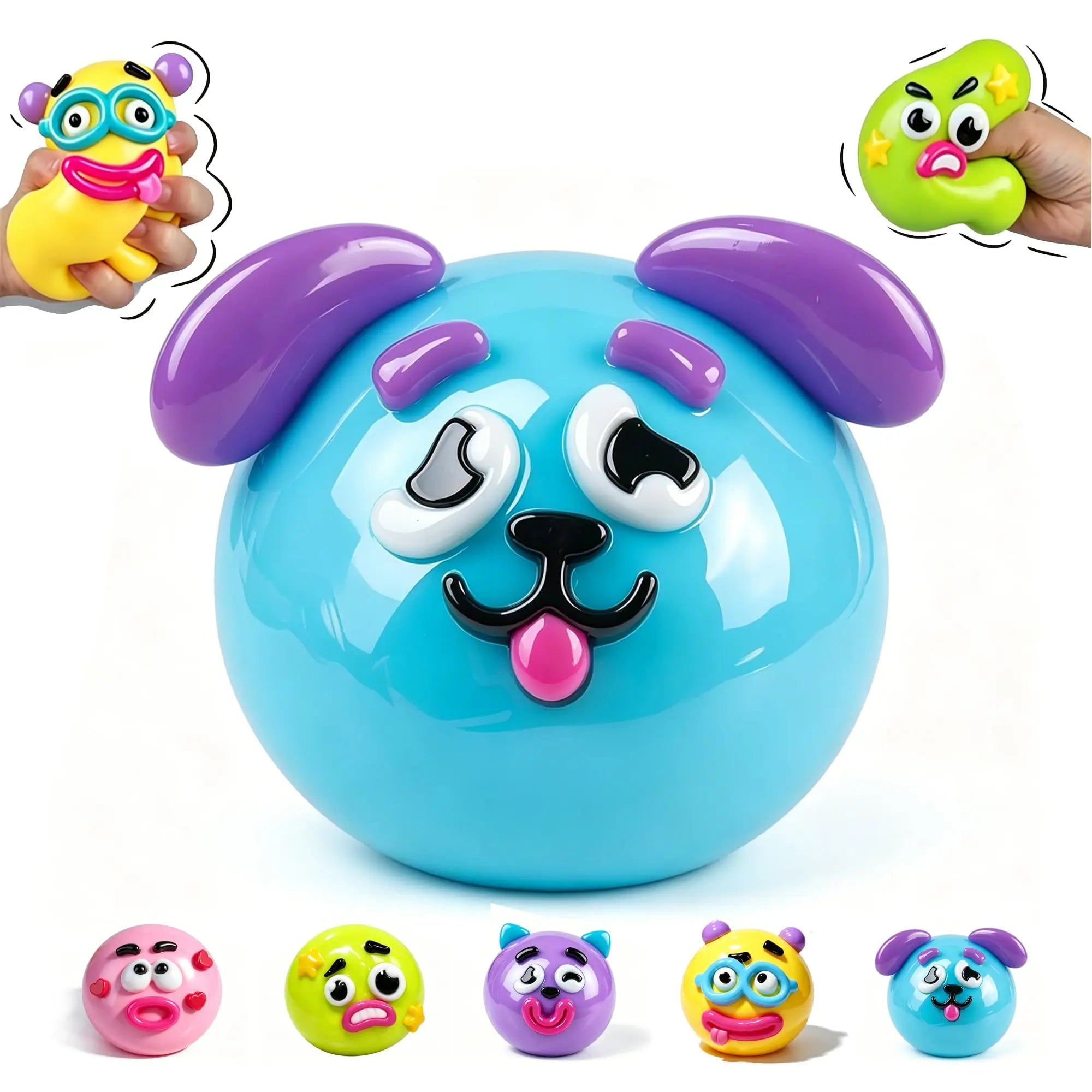 Blue emoji stress ball for stress relief