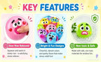 Smushers Squishy Stress Ball key features, slow rise rebound, fun designs, safe