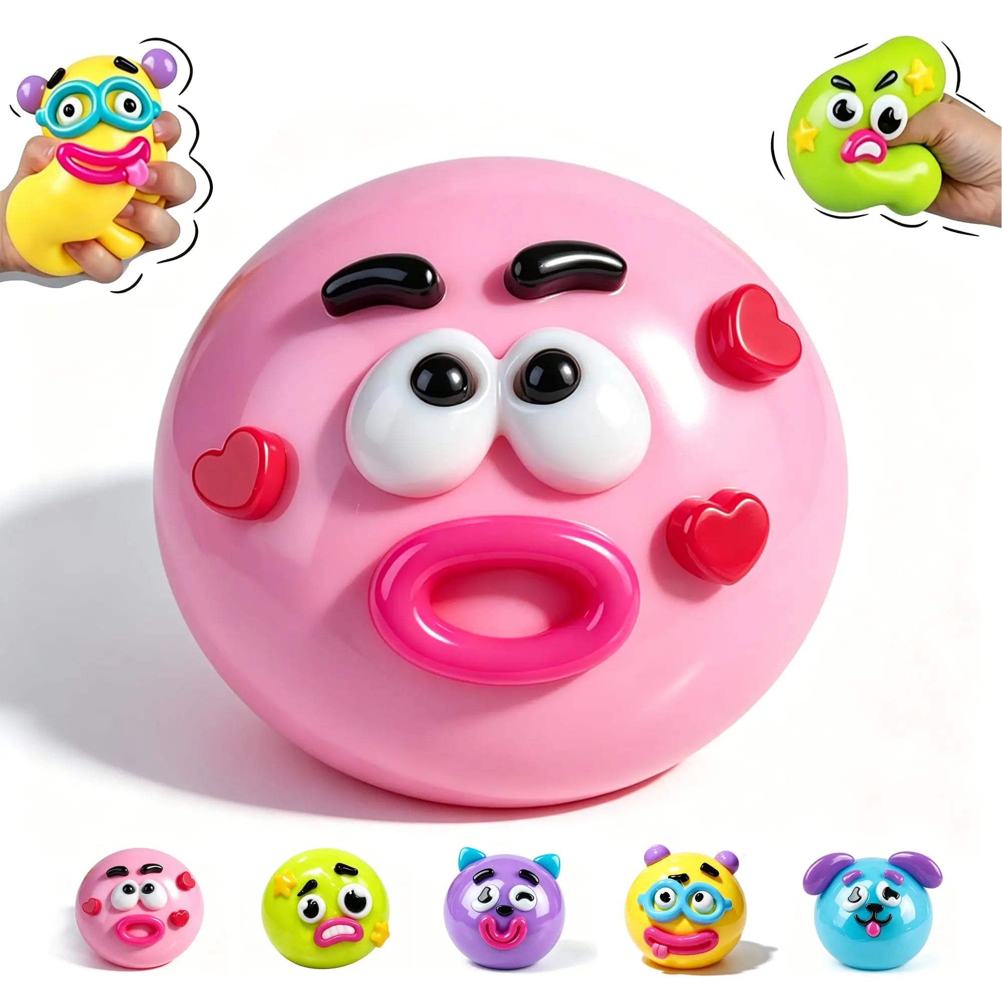 Pink emoji stress ball for stress relief
