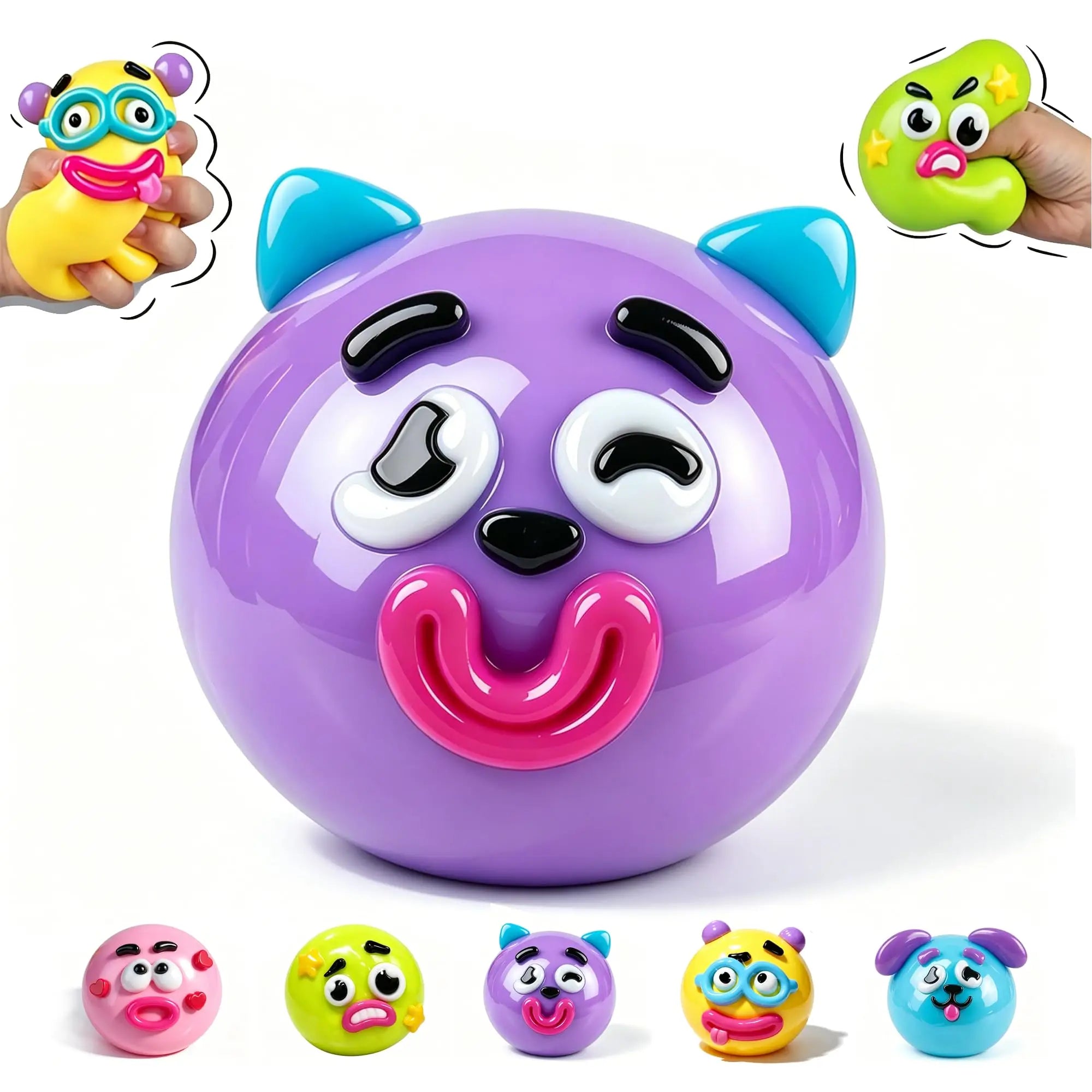 Purple emoji stress ball for stress relief